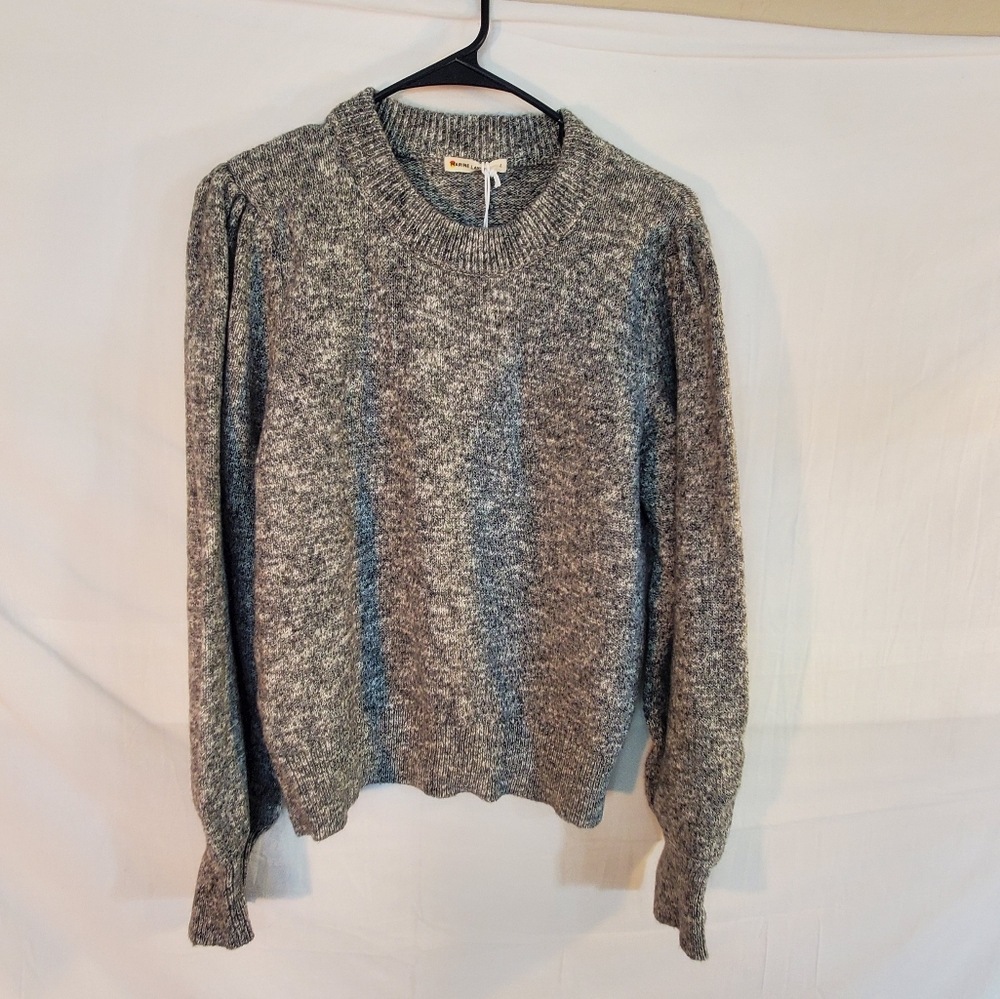 Marine Layer Women's Large Charcoal Heather Alma Puff Sleeve Sweater NWT